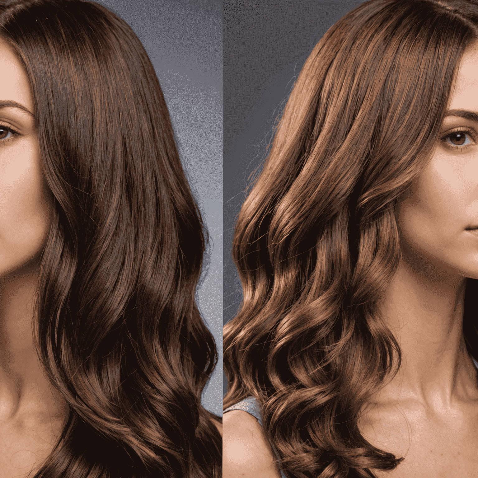 A split image showing damaged hair on one side and healthy, shiny hair on the other. The damaged side displays frizzy, dull hair while the healthy side shows smooth, glossy locks. This visual represents common hair care mistakes and their solutions.