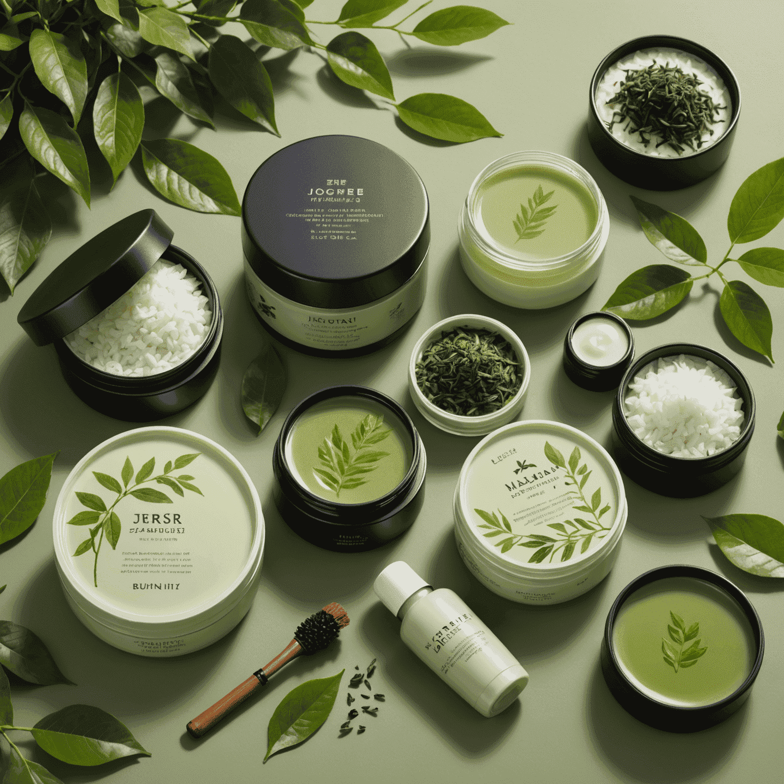 A collection of Japanese-inspired moisturizers with natural ingredients like green tea and rice bran